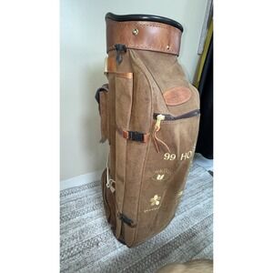 Vintage Bushwhacker Leather  Golf Cart Bag, American Made Brown Excellent Con